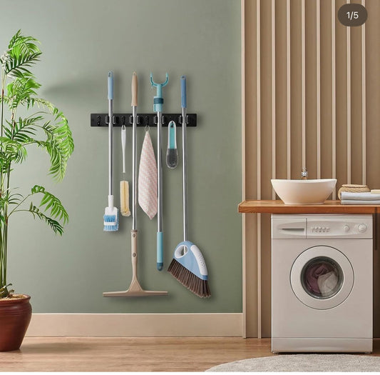 Black Mop Broom Holder Wall Mount